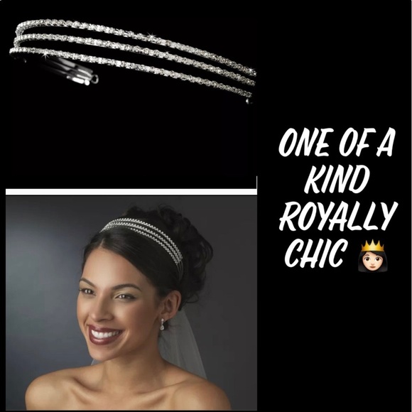 NWT Glamorous & Elegant Out-Wedding Triple Row Rhinestones Stunning Headband - Picture 6 of 11
